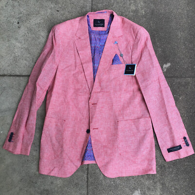 NWT Tailorbyrd Blazer 44L Red Jacket Two Button Sports Coat Men Pocket