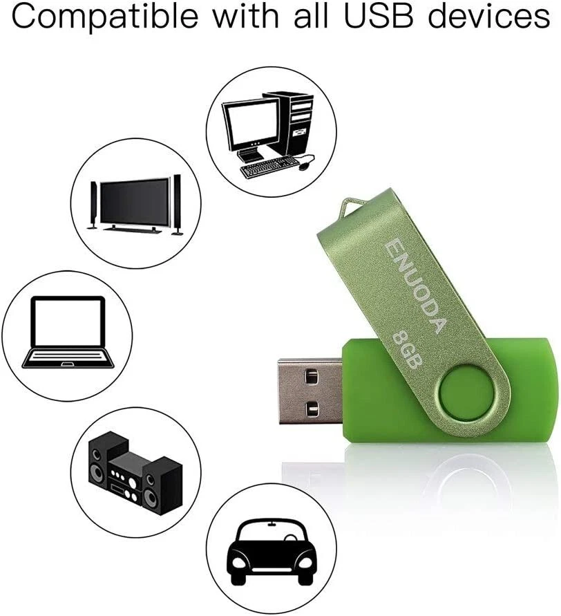 Lot De 5 Clé USB 8 Go Stockage Flash Drive USB 2.0 Rotation Disque Mémoire - Photo 2/4