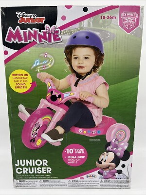 New Disney Junior Minnie Cruise 10  Front Wheel Pink Sounds Age18-36mo FreeS&H