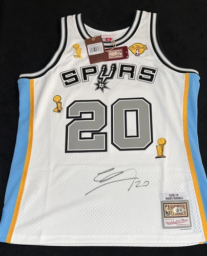 Manu Ginobili signed San Antonio Spurs Mitchell & Ness NBA Finals Jersey BAS COA