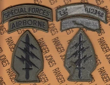 Special Forces Group Airborne SFGA OD Green & Black BDU patch m/e set