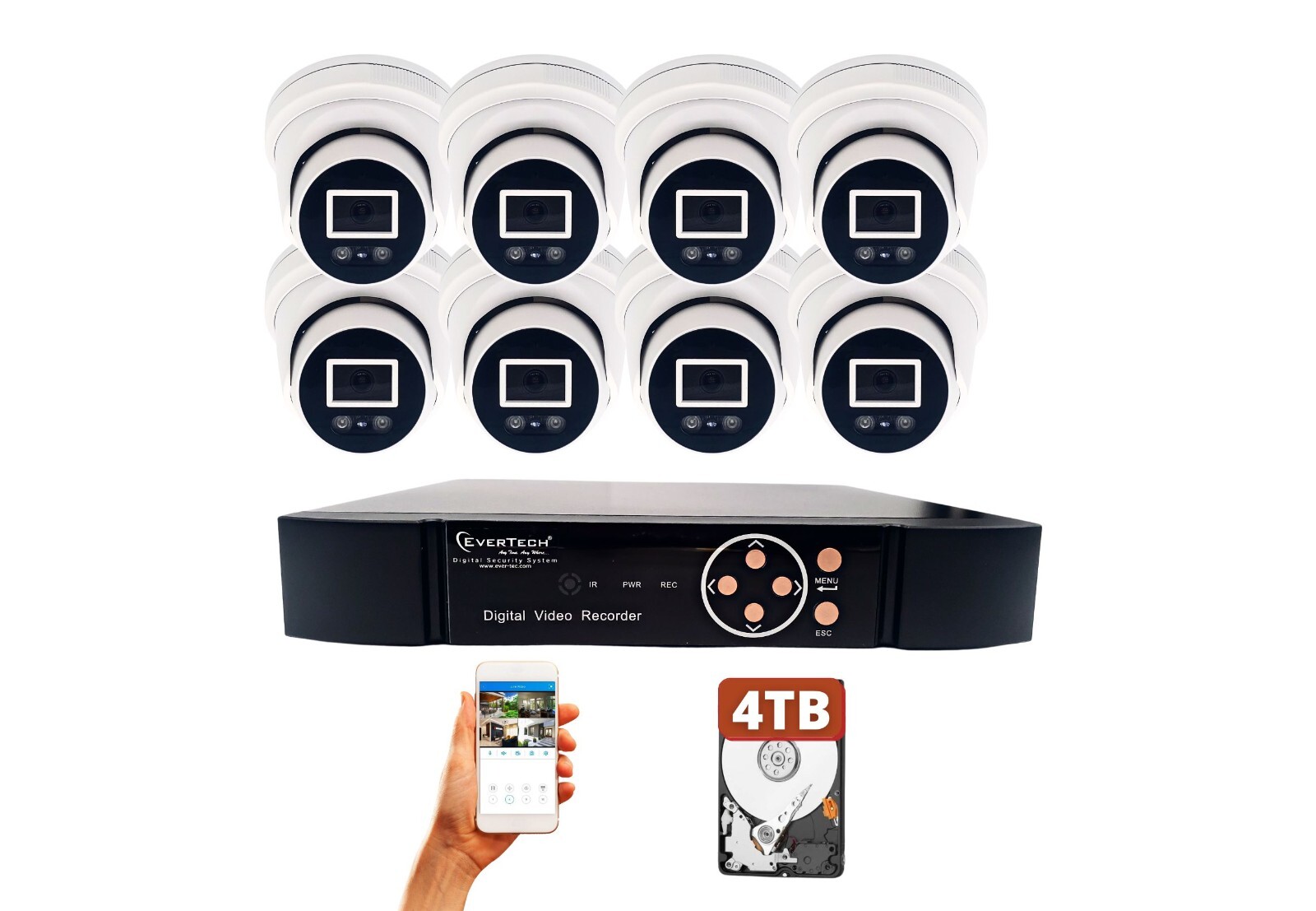Evertech 8 Channel 4TB HDD 4K 8MP H.265 PoE NVR 8x IP Securi