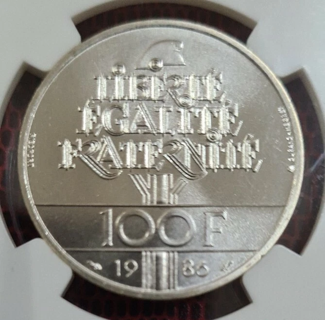 1986 PIEFORT FRANCE 100 Francs NGC MS67 Silver 0.95 {KM#P972} - Image 4 of 4