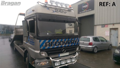 Roof Bar + Spot Lights For Mercedes Atego Stainless Steel Top Front Truck CHROME - Picture 5 of 10