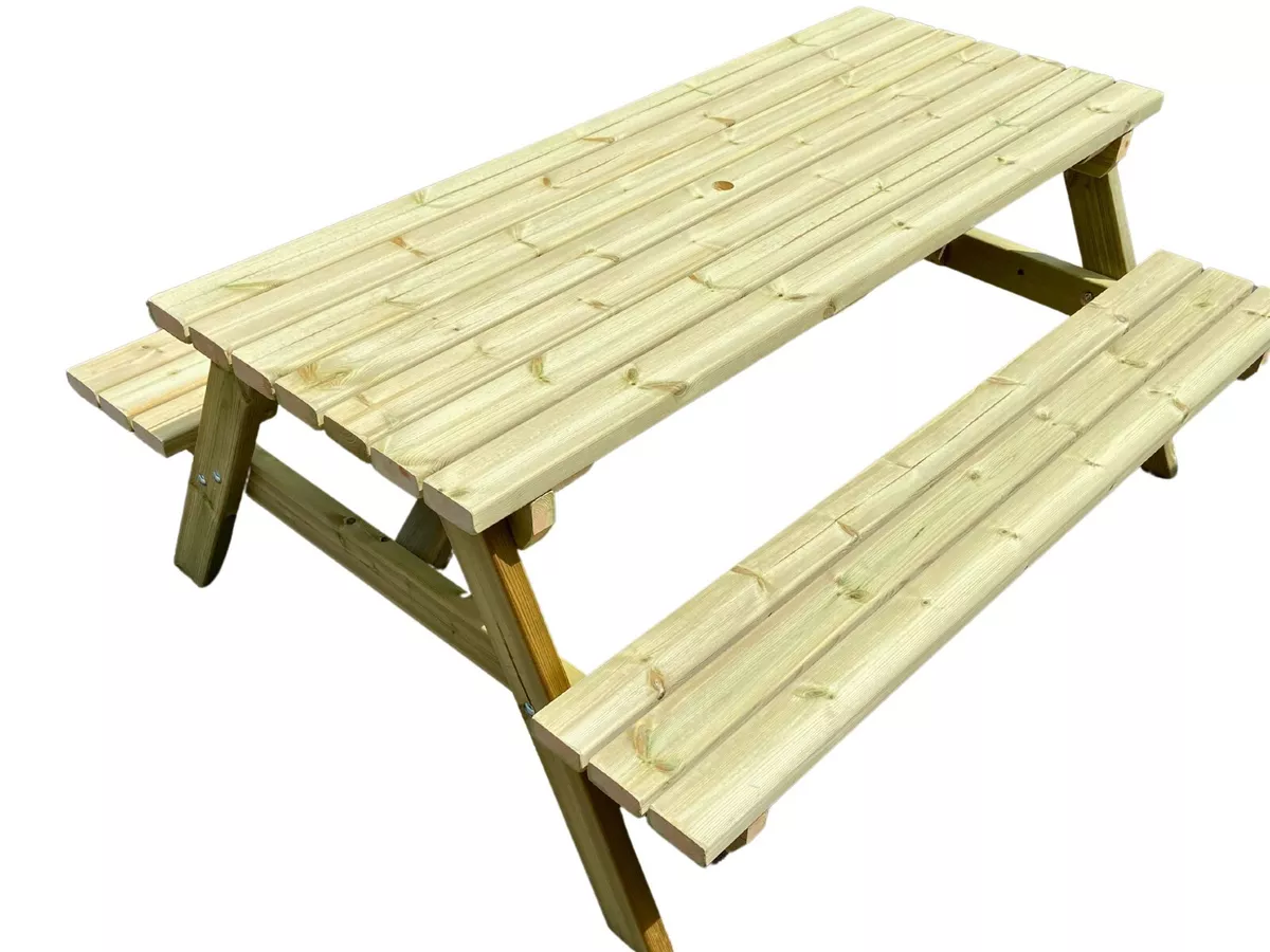Wood picnic table and benches store