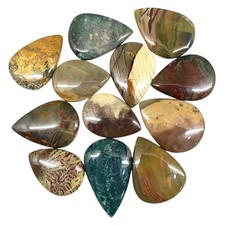 12 Pcs Natural Ocean Jasper 38-47mm Huge Pendant Size Loose Untreated Gemstones