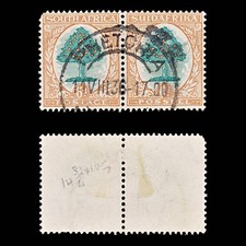 8419: South Africa SG32 2x 6d BlackishGreen & Orange 1926 Sc#25 Mi27-28 Used C£5