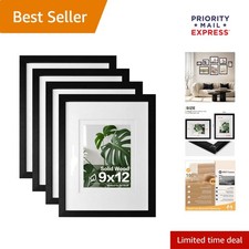Functional Gallery Wall Frames - 4pcs Black Frames with Easy Installation