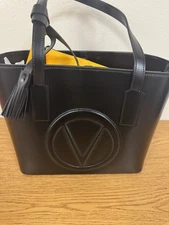 Valentino by Mario Valentino Italian Black Leather Tote Bag Women's NWT