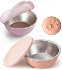 2 Pack Baby Suction Bowls Stainless Steel Silicone with Lids BPA Free 13oz