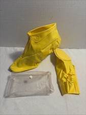 Vintage Rain Boots w/bag overshoes shoe covers for high heels 50s Yellow