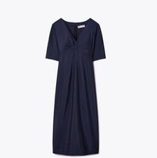 Tory Burch V-Neck Poplin Dress In Black Size: 2