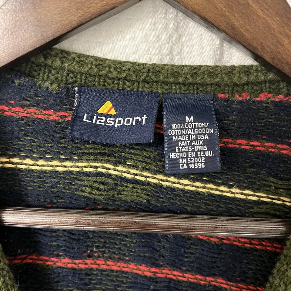 Cárdigan vintage para mujer Lizsport a cuadros verde azul marino rojo mediano 100 algodón Foto 3 de 3