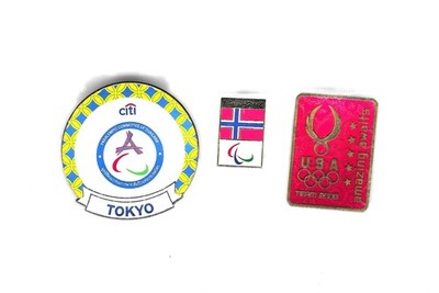 USA & Norway Beijing 2008 + Thailand Tokyo 2020 Dated Paralympic NOC 3 Pin Set