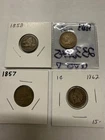 Indian Head Penny Lot of 4 1857 1858 1862 1863