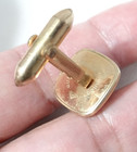 Vintage Signed Red Stone Yellow Gold Plated Cuff Links by Correct Quality — photo 6