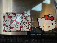 Hello Kitty-FLAT RED WHITE-Money-Coin-ID-CreditCard-Wristlet-Purse-Pouch