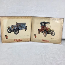 Vintage Pfeiffer Beer 1909 Maxwell & White Steam Car Plaques – Set of 2
