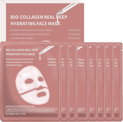 8 Stück Bio-Collagen Real Deep Mask, Bio Collagen Overnight Face Mask, Maske 