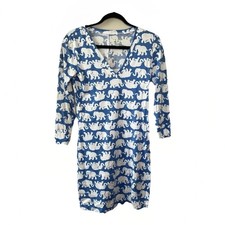 Lily Pulitzer Mini Dress Women XS Elephant Repeating Print Fitted Blue Preppy