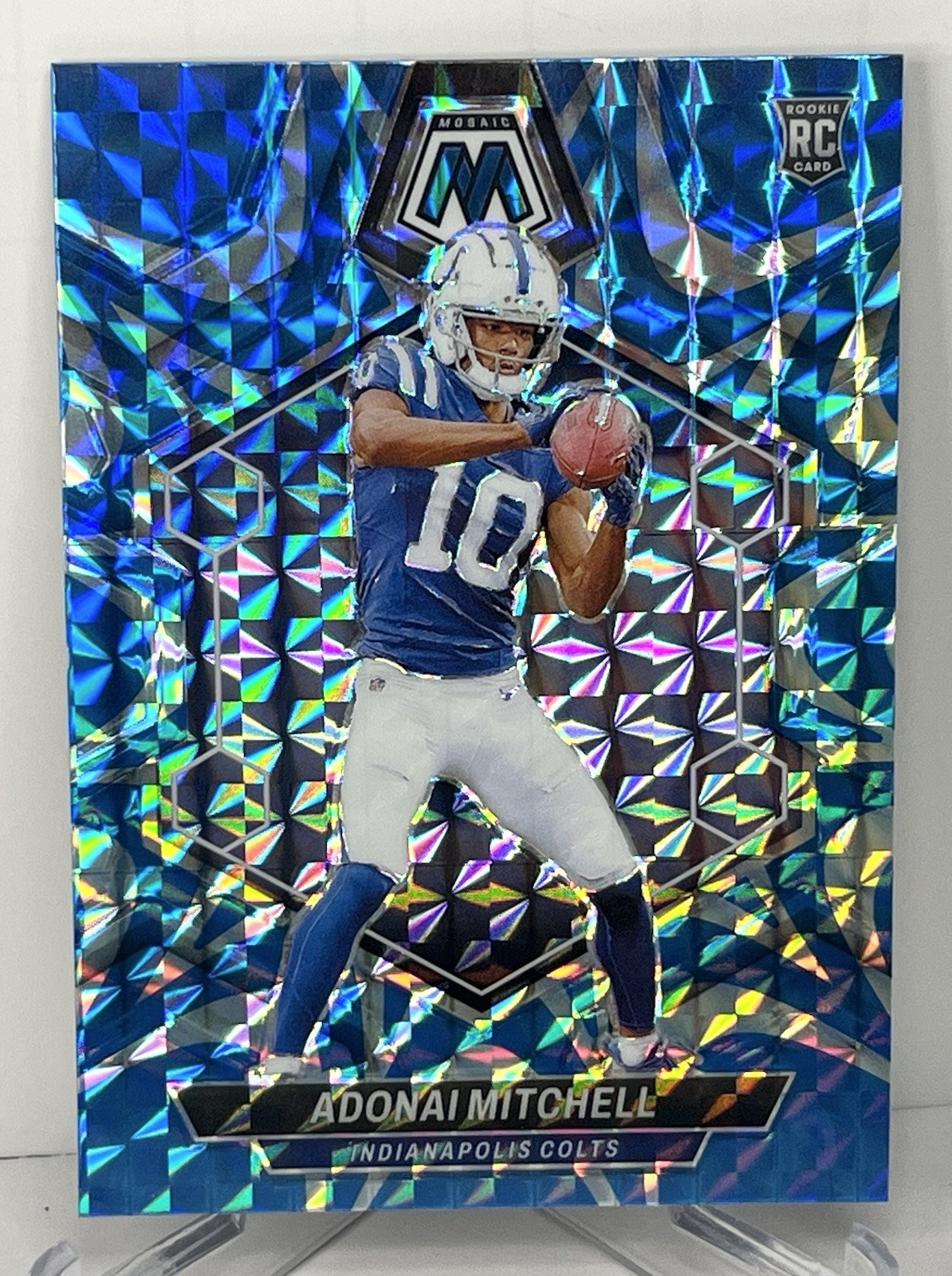 2024 Panini Mosaic Adonai Mitchell Mosaic Reactive Blue Color Match RC Colts 350