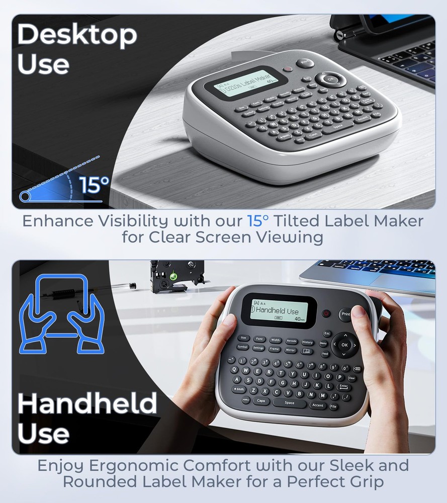 Portable Waterproof Label Maker Machine with Tapes for Home & Office