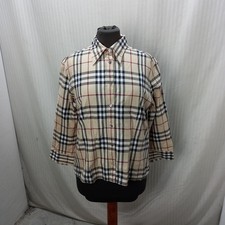 Articolo e5375 camicia donna Burberry beige fantasia tartan, taglia L, ascelle 5
