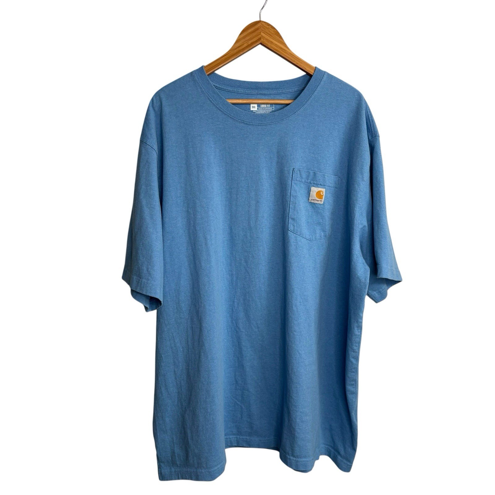 Carhartt Mens Tshirt 3XL Blue Loose Fit Short Sleeve Duck Dog Hunting Pocket