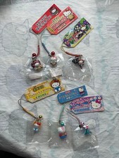 Hello Kitty Mascot Strap Set of 6 Multicolor, Plastic, New with