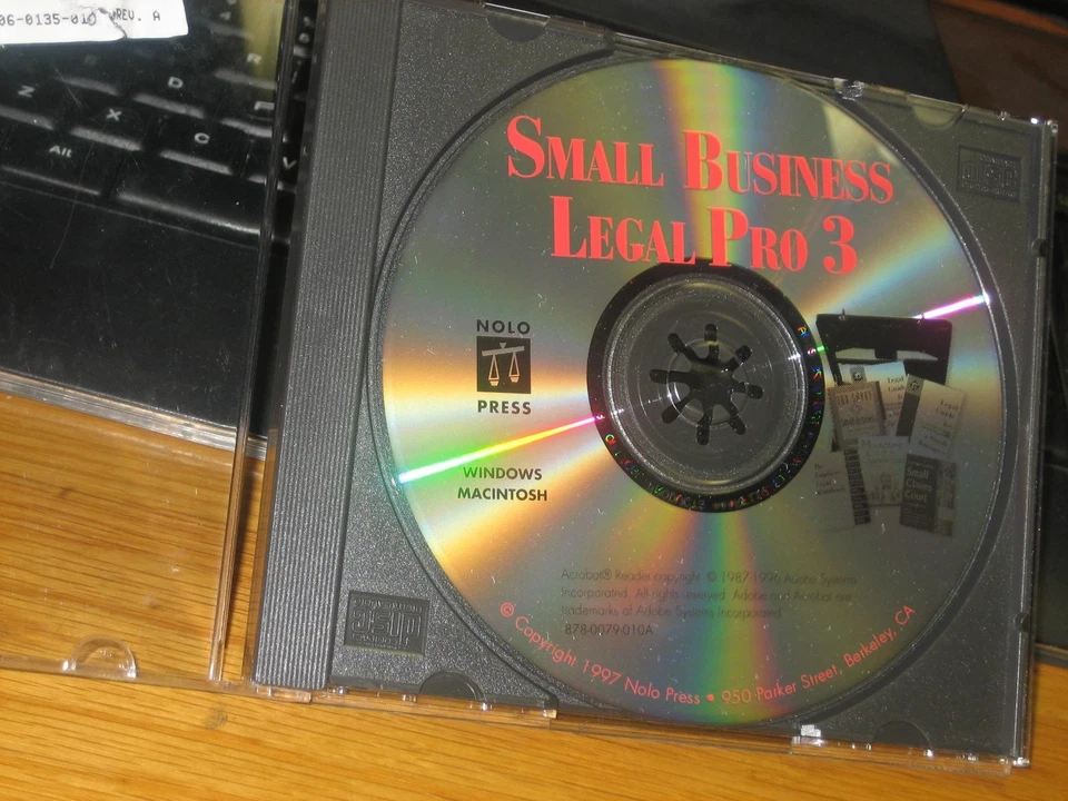 CD-ROM Small Business Legal Pro 3 1997 Windows y Mac PC Nolo Press Foto 2 de 3