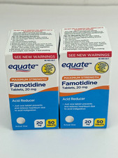 2 Equate Maximum Strength Famotidine 20mg Tablets 100 Total Count 05/2027