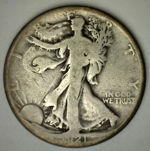 1921 D Walking Liberty Silver Half Dollar AG 50c US Coin Almost Good Condition