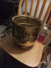 Vintage Brass Lion Handled Planter