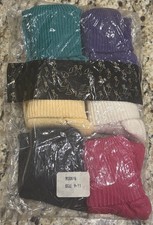 Vintage Colored Ribbed Casual Cuff Crew Socks NEW Made In USA 6 Pairs NOS