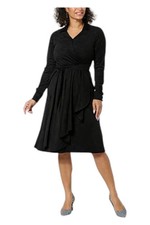 C Wonder by Christian Siriano Women's Faux Suede Wrap Tie Dress Black