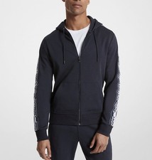 NWT MICHAEL KORS Logo Tape Cotton Blend Zip-Up Hoodie Size L Large 148