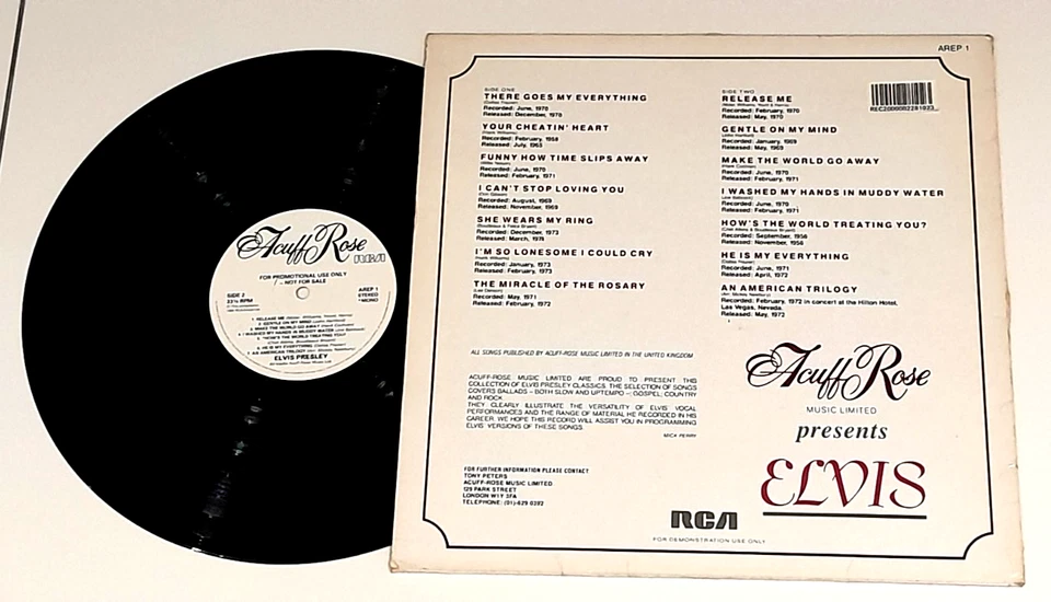 ELVIS PRESLEY'S Acuff Rose presents Elvis PROMO AREP1  NO6 - Image 2 of 4
