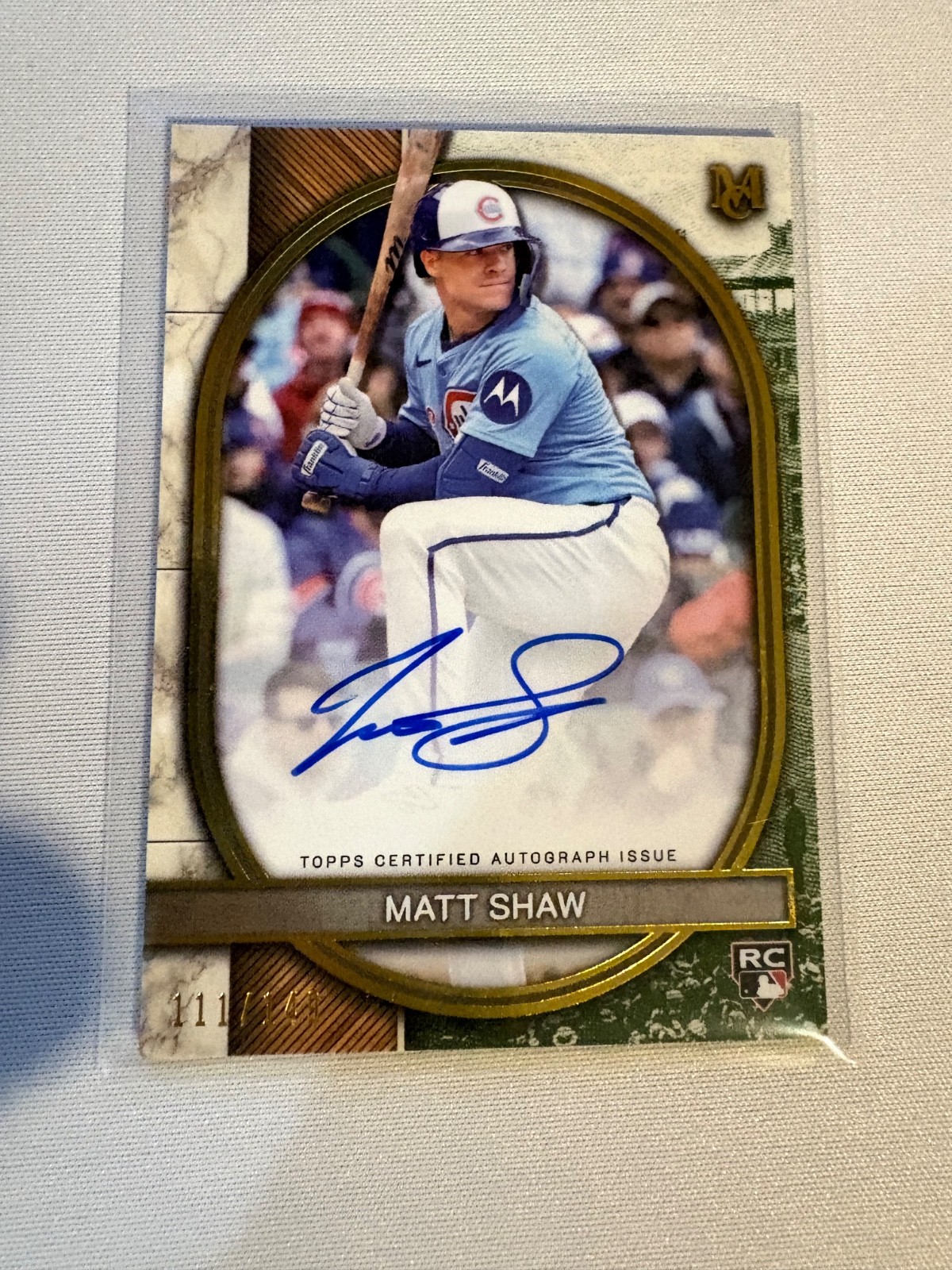 2025 Topps Museum Collection Matt Shaw RC AU 111/149 #AA-SHA Chicago Cubs