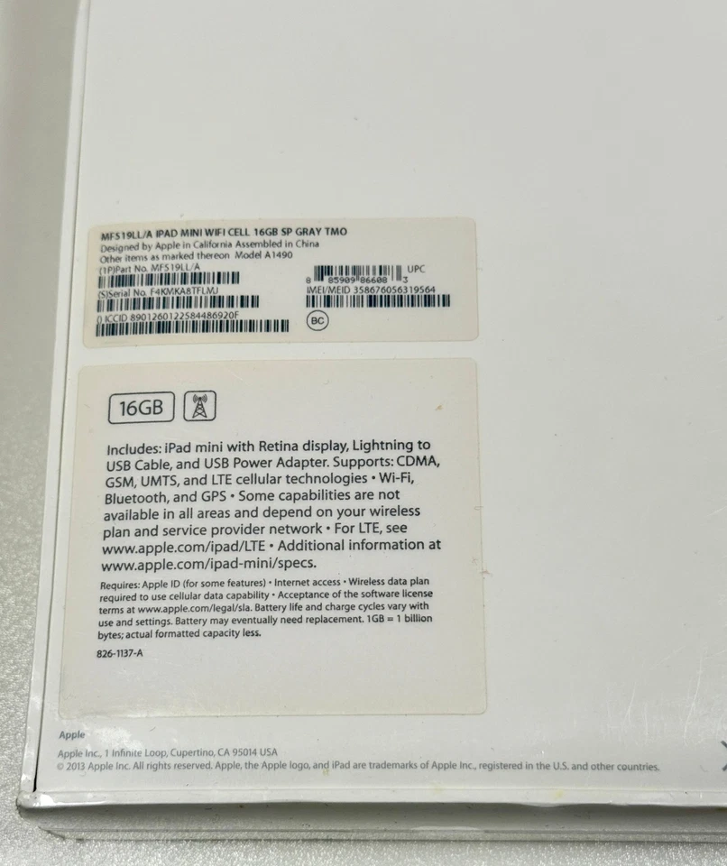 Apple iPad mini 2 16GB Wi-Fi + Cellular Space Gray MF519LL/A A1490 iOS 7 Sealed - Image 4 of 4