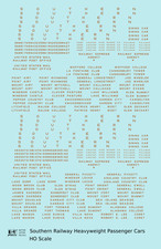 K4 HO Scale Decals Southern Railway Heavyweight Passenger Car Bronze Gold