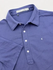Criquet Polo Shirt Mens M Blue Pima Cotton Performance Stretch Golf Short Sleeve
