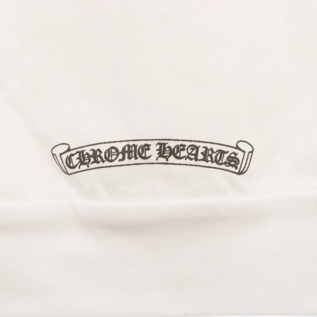 Felpa con cappuccio pullover croce floreale ferro di cavallo posteriore CHROME HEARTS WTSHRT PLVR bianca usata