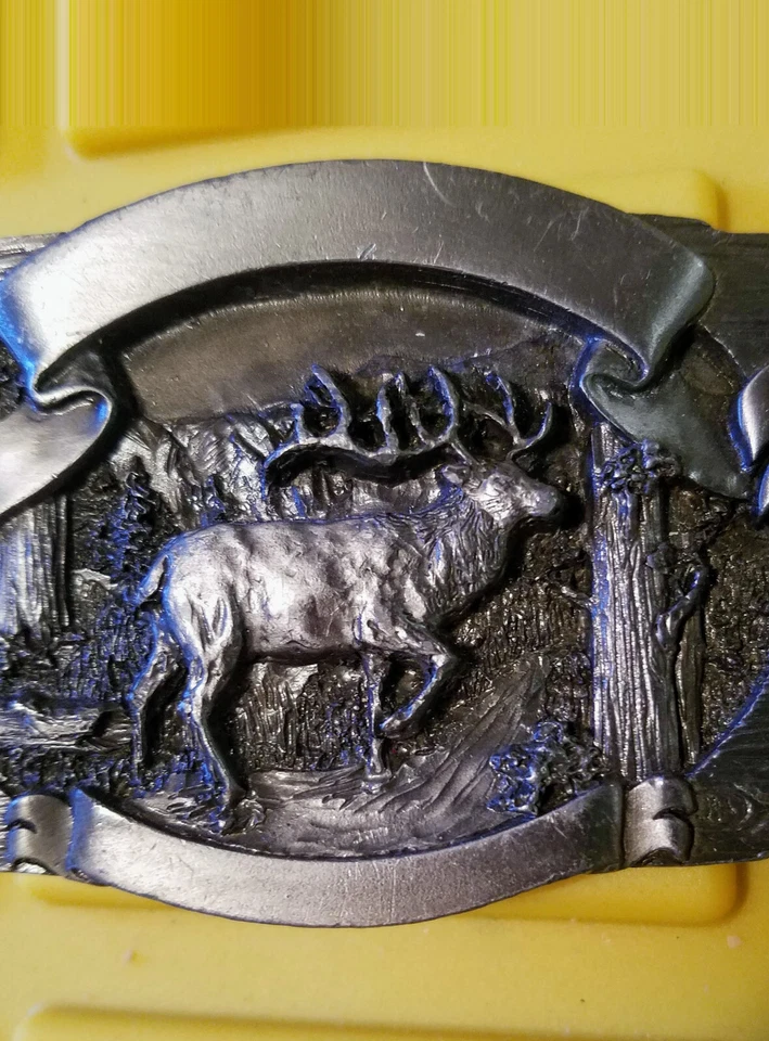 Hebilla de cinturón metal Buck Deer cinta en blanco para grabado Foto 3 de 3