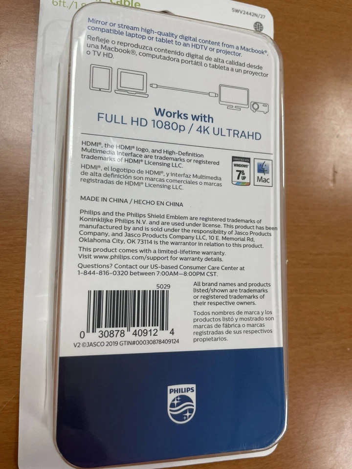 Philips Audio/Video 6ft Display Port To HDMI Cable Works with Full HD 1080p 4K - Image 2 of 2