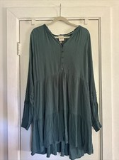 Knox Ross Teal Long Sleeves Layered Boho Casual Summer Dress Size M FLAWS