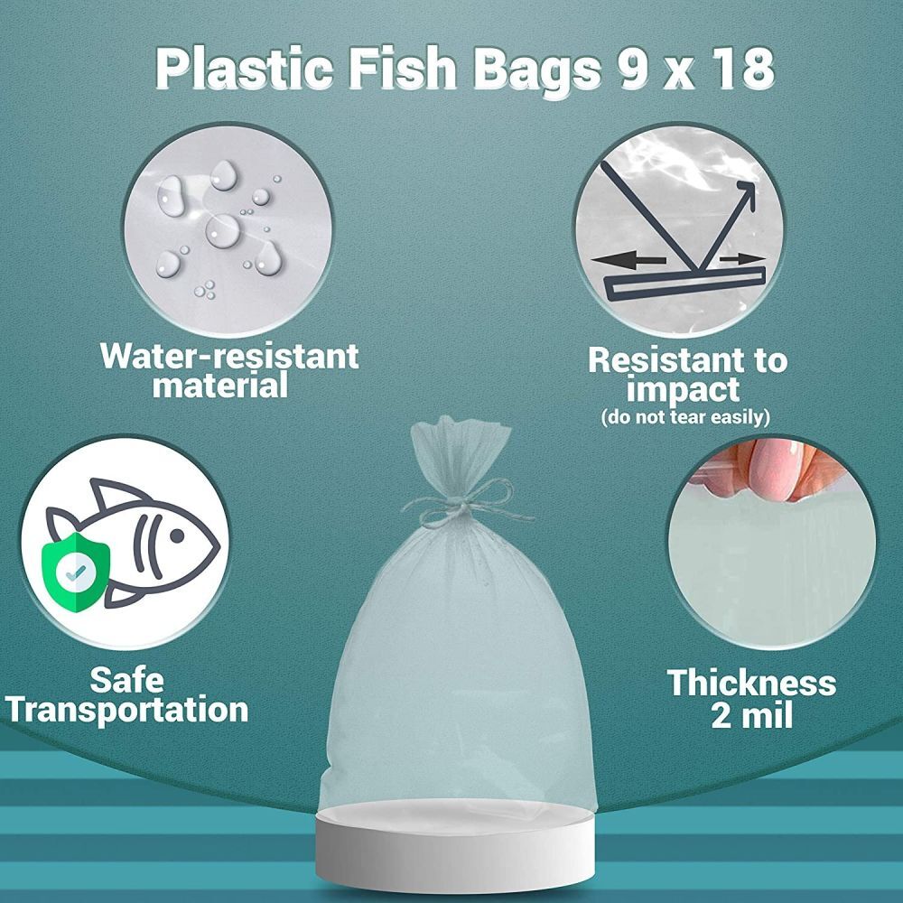 Pack of 1000 Plastic Fish Bags 10 x 24. Clear Polyethylene Bags 10x24