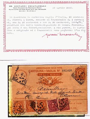 ITALY, POSTCARD MONEY ORDER CENT. 20+2+10 + 20 THREE COPIES. DUE RE. CERTIFICATE