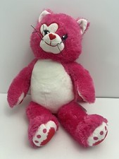 Build A Bear BAB BABW Pink White Cat w/ Red Hearts Plush 16" Stuffed Animal Toy