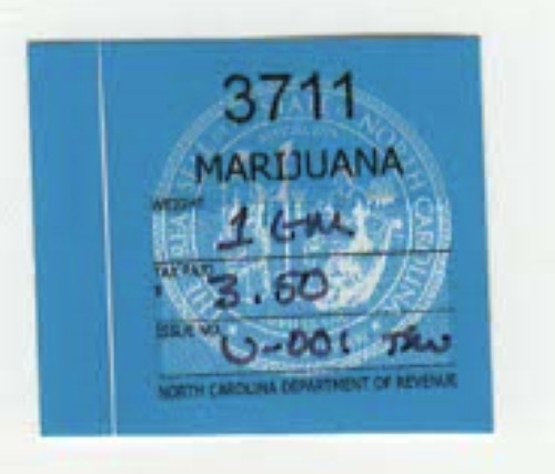 North Carolina $3.50 marijuana tax stamp.