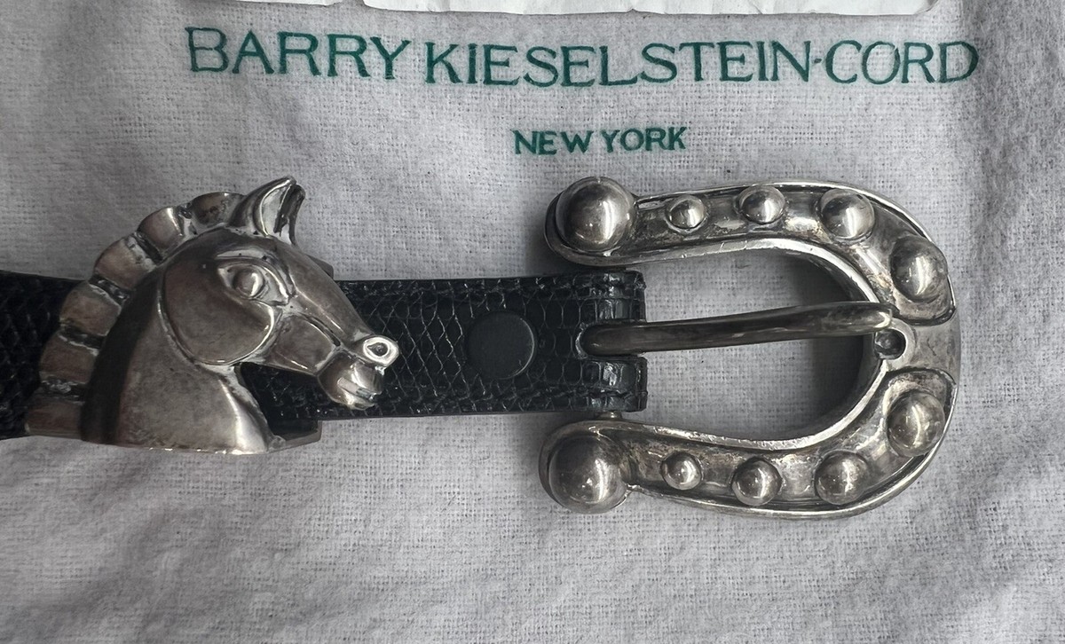 VNT Barry  KIESELSTEIN Sterling HORSES Buckle 
 WITH LIZARD BELT SIZE 2 Barry Kieselstein-Cord Sterling Silver, Leather Belt sold at  main image 2
